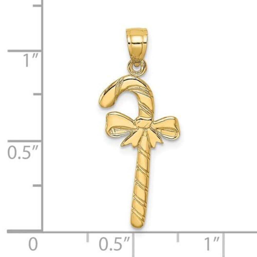 14k Yellow Gold Solid Polished Candy Cane Charm - image 7